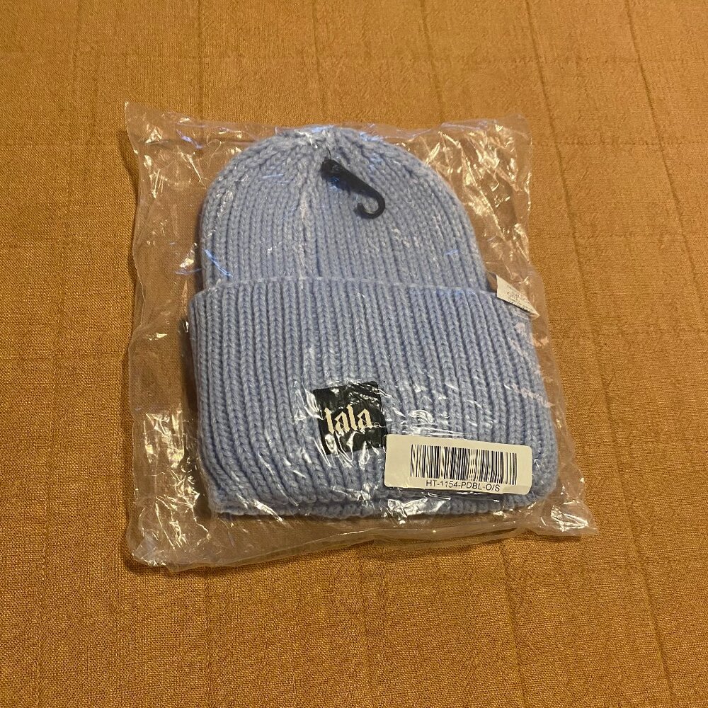 Dressed in Lala - Grunge Chic Label Beanie in Periwinkle